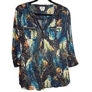 Ariat‎ Tunic Top Blouse Womens Abstract Colorful Size M Western Cowgirl